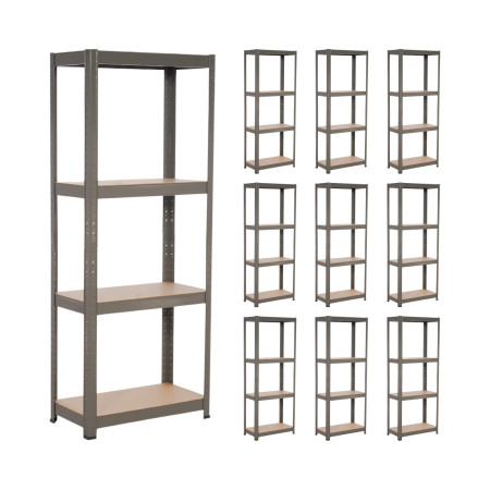 MegaPack 10 Estanterías Modulares Metálicas con 4 Baldas 240kg 60x30x148cm Thinia Home Estanterías 1