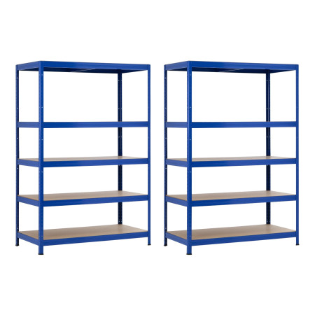 Lot de 2 rayonnages modulaires métalliques avec 5 tablettes, capacité de charge de 1 250 kg, dimensions 120 x 60 x 180 cm Thinia