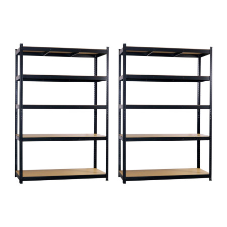 Lot de 2 rayonnages modulaires métalliques avec 5 tablettes, capacité de charge de 1 250 kg, dimensions 120 x 60 x 180 cm Thinia