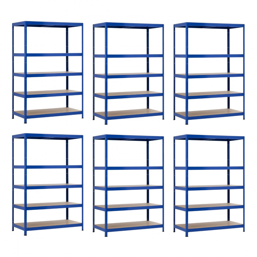 Pack 6 Estanterías Modulares Metálicas con 5 Baldas 1250kg Azul 120x60x180cm 7house Estanterías 1 Pack 6 Estanterías Modulares Metálicas con 5 Baldas 1250kg Azul 120x60x180cm 7house Estanterías 1