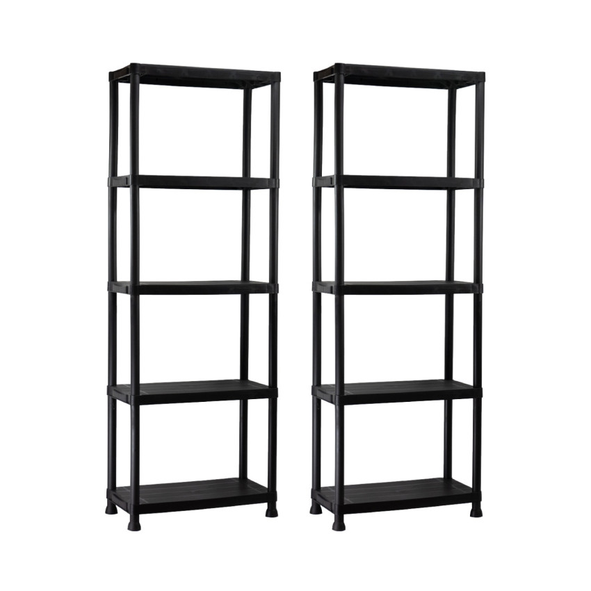 Conjunto de 2 estantes de resina com 5 prateleiras, capacidade de 125 kg, 61 x 31 x 171 cm Thinia Home