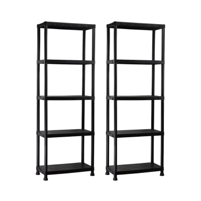 Conjunto de 2 estantes de resina com 5 prateleiras, capacidade de 125 kg, 61 x 31 x 171 cm Thinia Home