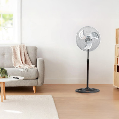Ventilatore da pavimento 18" 45 cm 75 W 3 velocità, modello industriale, nero Thinia Home