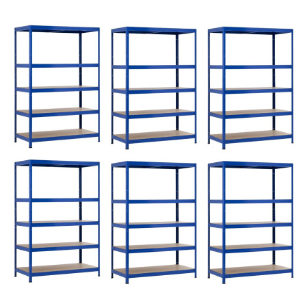 Pack 6 Estanterías Modulares Metálicas con 5 Baldas 1250kg 120x60x180cm Thinia Home Estanterías 1