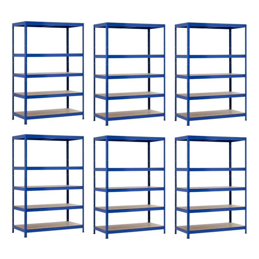 Pack 6 Estanterías Modulares Metálicas con 5 Baldas 1250kg 120x60x180cm Thinia Home Estanterías 14