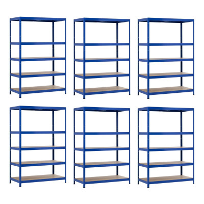 Pack 6 Estanterías Modulares Metálicas con 5 Baldas 1250kg 120x60x180cm Thinia Home Estanterías 14