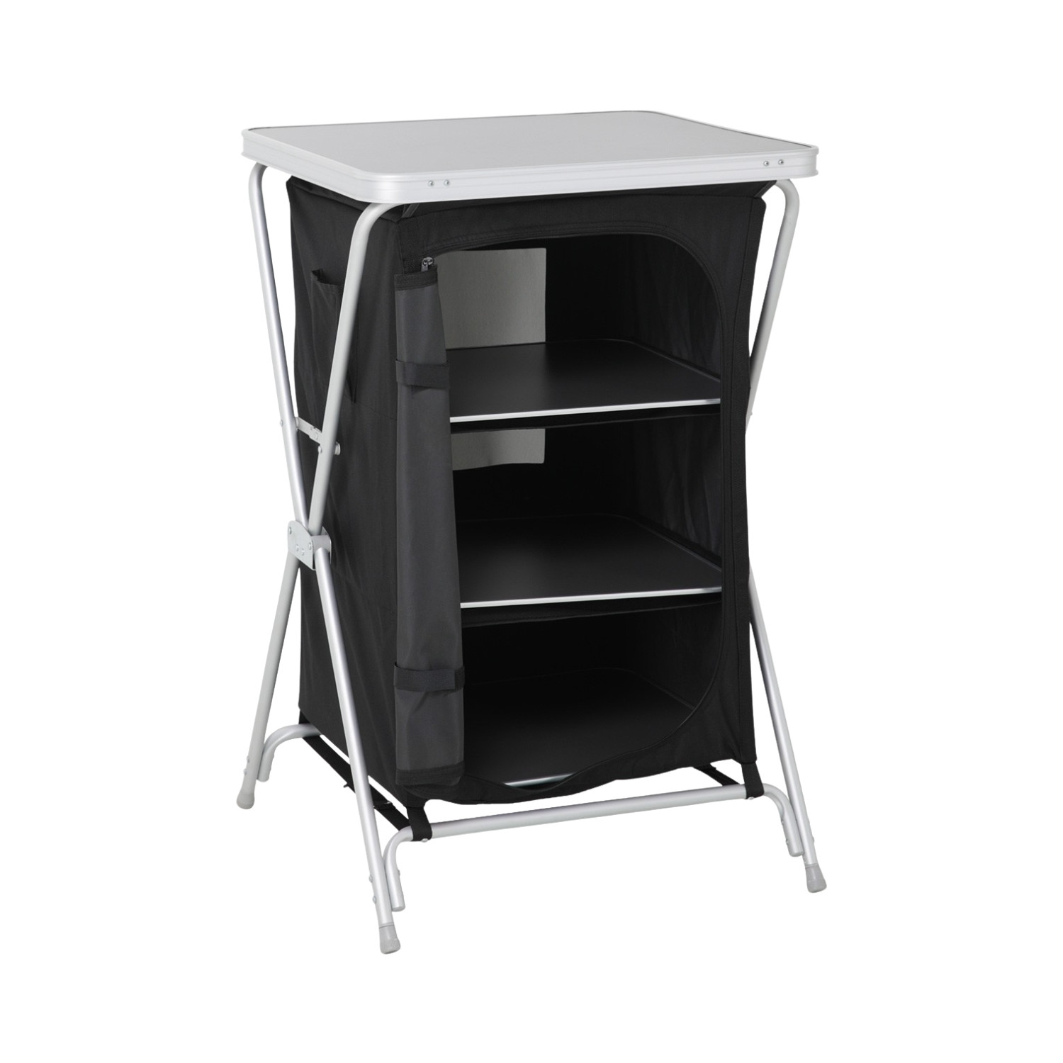 Mesa de Camping con Armario Plegable Negro 60.5x61x91cm 7house