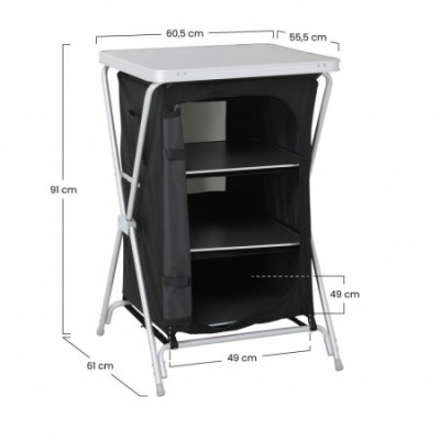Mesa de Camping con Armario Plegable Negro 60.5x61x91cm 7house Mobiliario de Camping 6