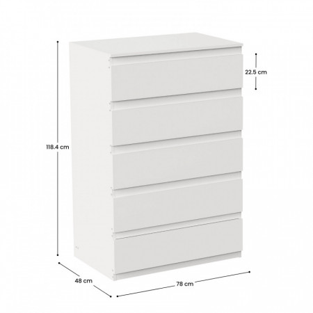 Cómoda de 5 Cajones SpaceQub 78x48x118.4cm 7house Cómodas y Cajoneras 3