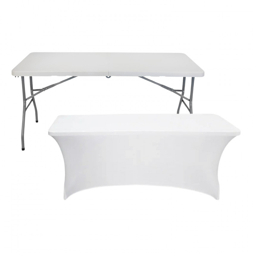 Set Mesa Plegable Rectangular con Funda para Catering 150x74cm 7house Mesas Plegables 1