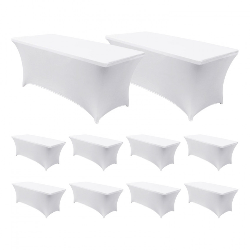 MegaPack 10 Fundas para Mesas Plegables Rectangulares Catering 150x74cm 7house Fundas Muebles Jardín 1