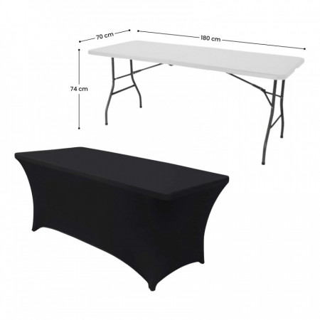 Set Mesa Plegable Rectangular con Funda para Catering 180x74cm 7house Mesas Plegables 9