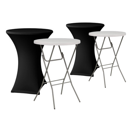 Set di 2 tavoli pieghevoli rotondi con fodere per catering, 80x110 cm 7house