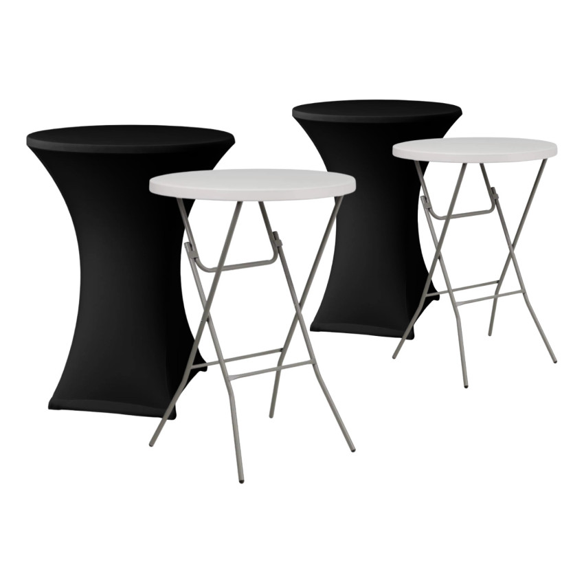 Lot de 2 tables pliantes rondes avec housses pour traiteur, 80 x 110 cm 7house