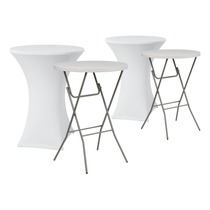 Lot de 2 tables pliantes rondes avec housses pour traiteur, 80 x 110 cm 7house