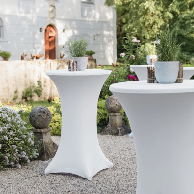 Lot de 2 tables pliantes rondes avec housses pour traiteur, 80 x 110 cm 7house
