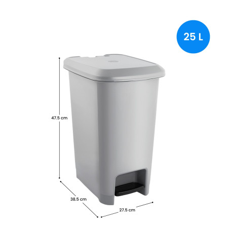Mülleimer mit Pedal, 25 l, grau 7house