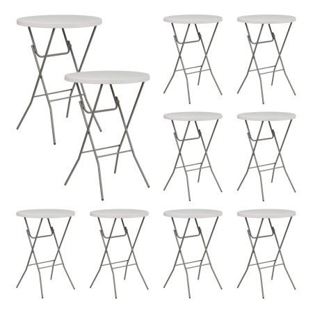 MegaPack 10 Mesas Plegables Redondas para Catering 80x110cm 7house Muebles de Jardín 1