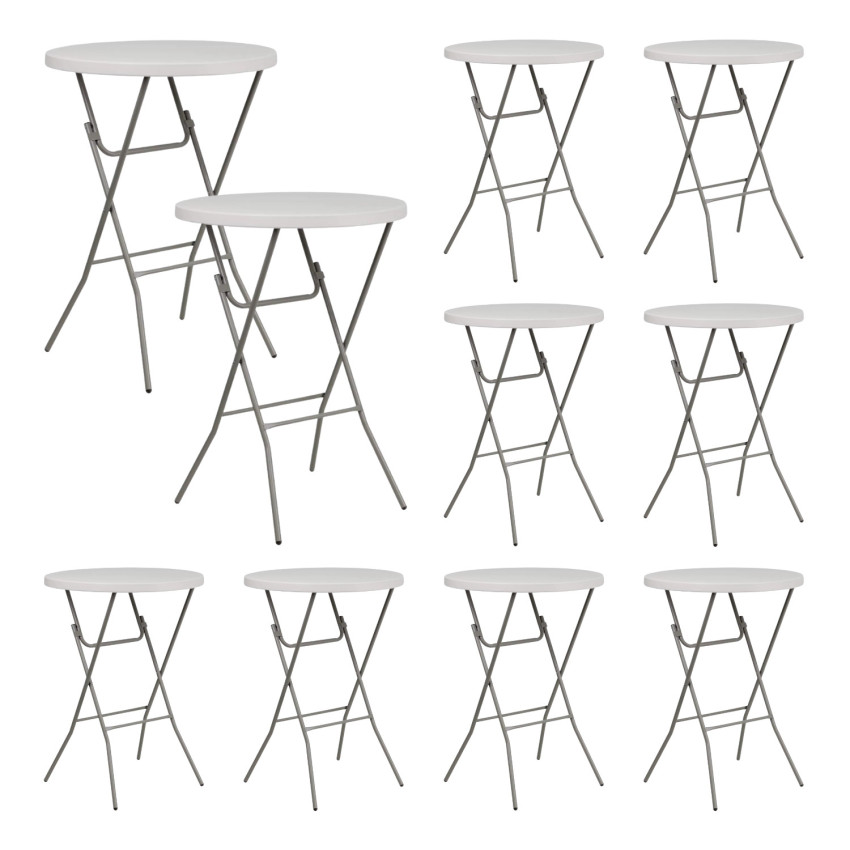MegaPack 10 Mesas Plegables Redondas para Catering 80x110cm 7house Muebles de Jardín 1