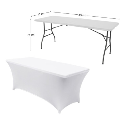 MegaPack mit 10 Tischhüllen für rechteckige Klapptische für den Catering-Bereich, 180 x 74 cm 7house