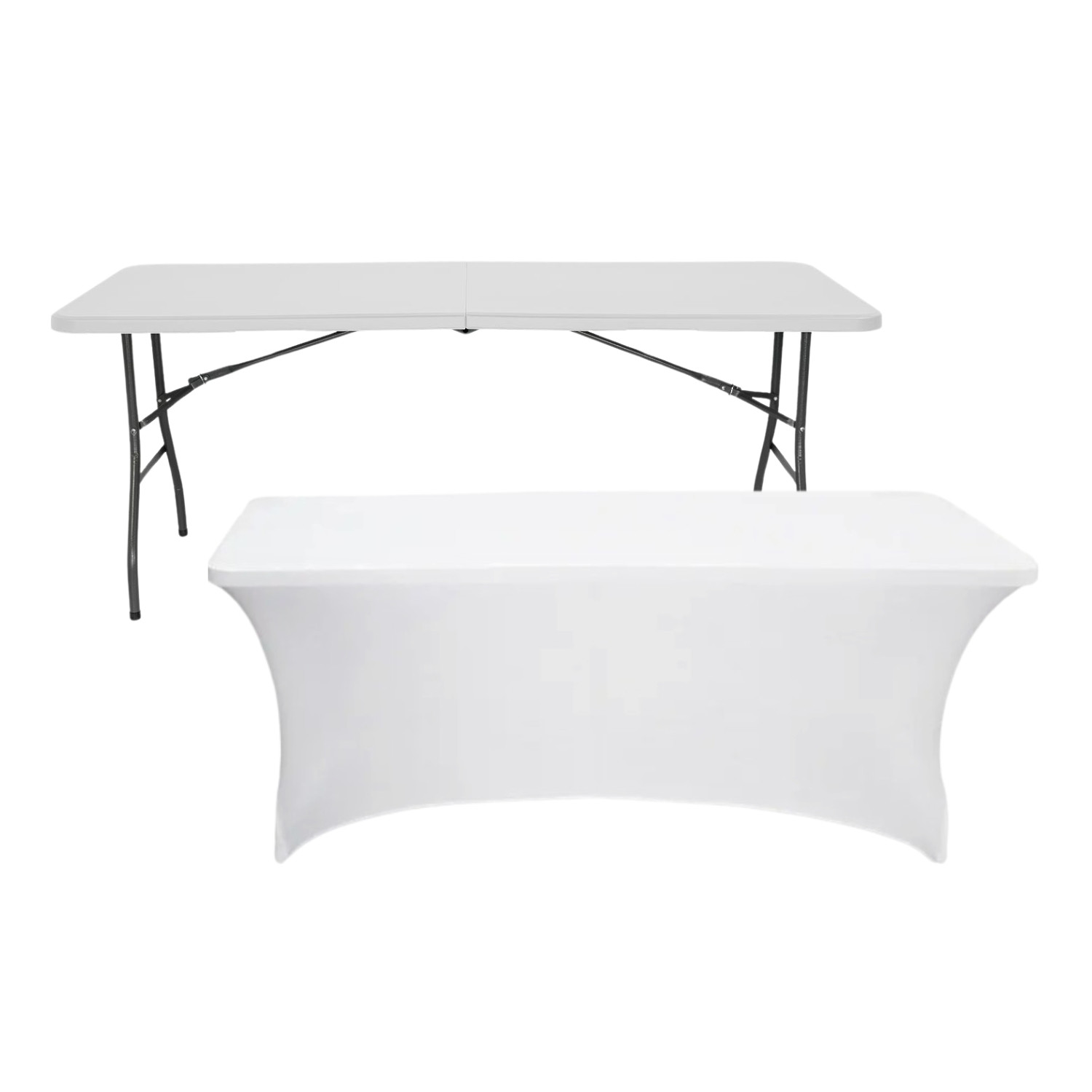 Set Mesa Plegable Rectangular con Funda para Catering 240x74cm 7house