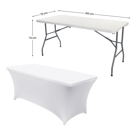 Funda para Mesa Plegable Rectangular Catering 150x74cm 7house Fundas para Muebles de Jardín 5