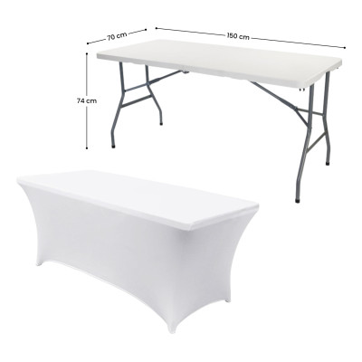 Funda para Mesa Plegable Rectangular Catering 150x74cm 7house Fundas para Muebles de Jardín 5