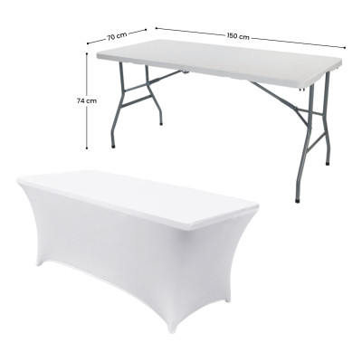 Pack 2 Fundas para Mesas Plegables Rectangulares Catering 150x74cm 7house Fundas para Muebles de Jardín 5