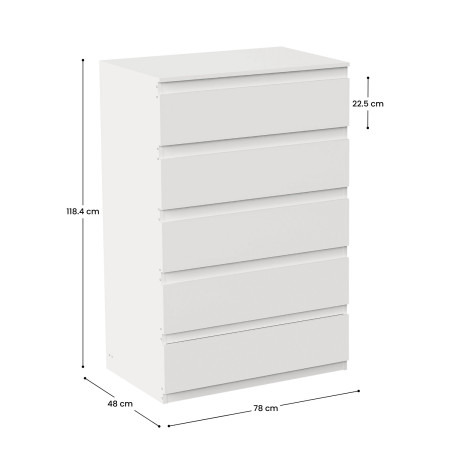 Cómoda de 5 Cajones SpaceQub 78x48x118.4cm 7house Cómodas 3