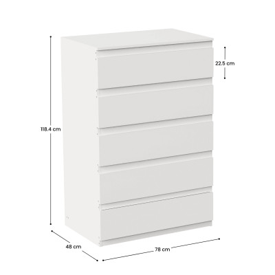 Cómoda de 5 Cajones SpaceQub 78x48x118.4cm 7house Cómodas y Cajoneras 3