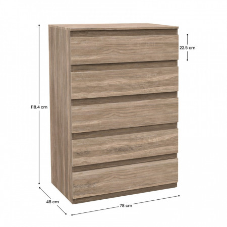 Cómoda de 5 Cajones SpaceQub 78x48x118.4cm 7house Cómodas y Cajoneras 7 Cómoda de 5 Cajones SpaceQub 78x48x118.4cm 7house Cómodas y Cajoneras 7