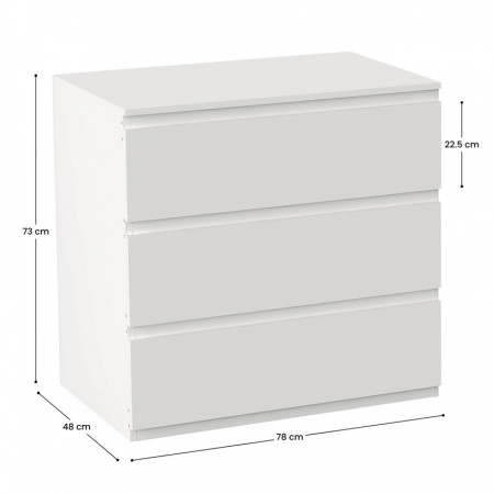 Cómoda de 3 Cajones SpaceQub 78x48x73cm 7house Cómodas y Cajoneras 3