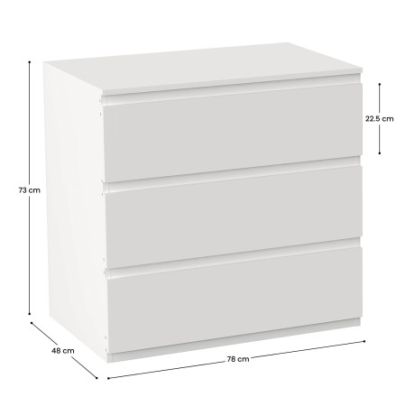 Cómoda de 3 Cajones SpaceQub 78x48x73cm 7house Cómodas y Cajoneras 3