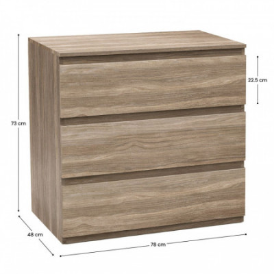 Cómoda de 3 Cajones SpaceQub 78x48x73cm 7house Cómodas y Cajoneras 6