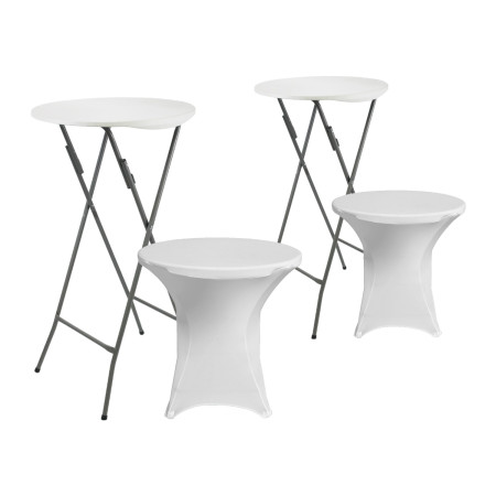 Set aus 2 runden Klapptischen mit Schutzhüllen für das Catering, 61 x 105 cm 7house