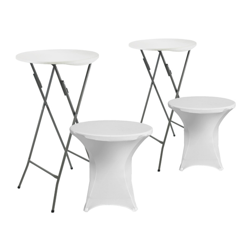 Set di 2 tavoli pieghevoli rotondi con fodere per catering, 61x105 cm 7house