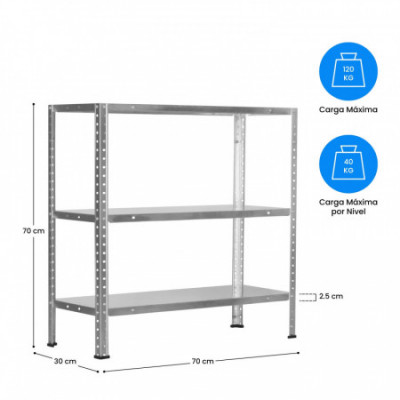 Estantería Modular Metálica SteelSmart con 3 Baldas 120kg 70x30x70cm 7house Estanterías 4