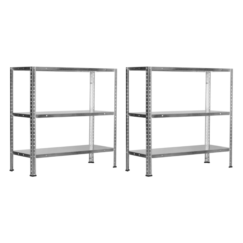 Set mit 2 modularen SteelSmart-Metallregalen mit 3 Einlegeböden, 120 kg Tragkraft, 70 x 30 x 70 cm 7house