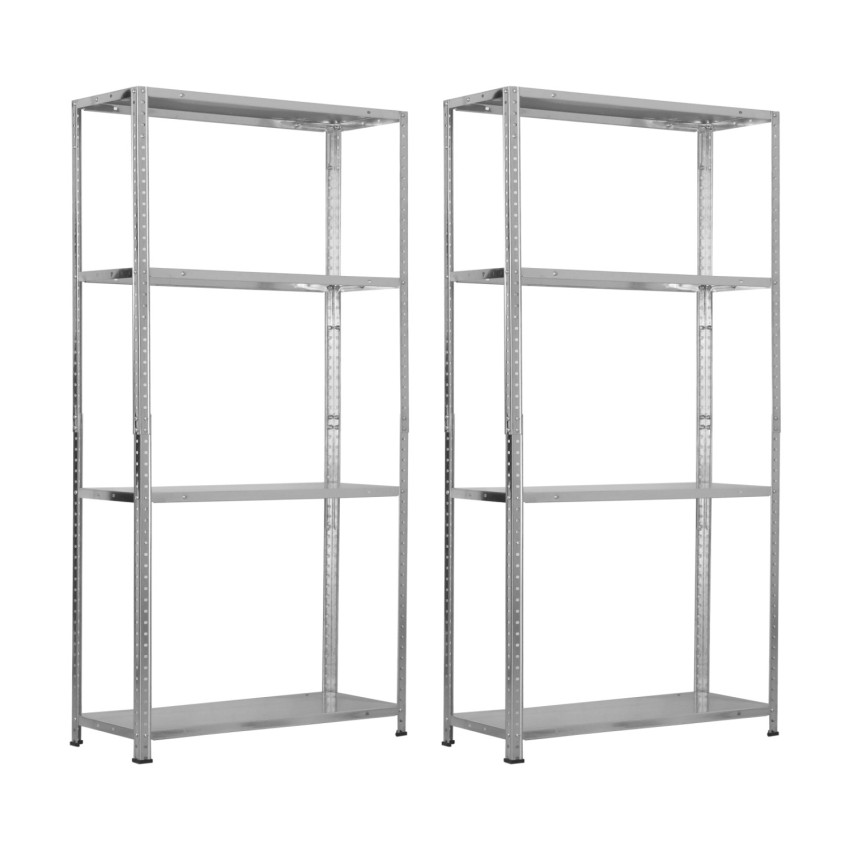 Conjunto de 2 estantes modulares metálicas SteelSmart com 4 prateleiras de 160 kg, 145 x 30 x 70 cm 7house