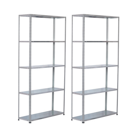 Confezione da 2 scaffali modulari in metallo SteelSmart con 5 ripiani, portata 200 kg, 180x30x90 cm 7house