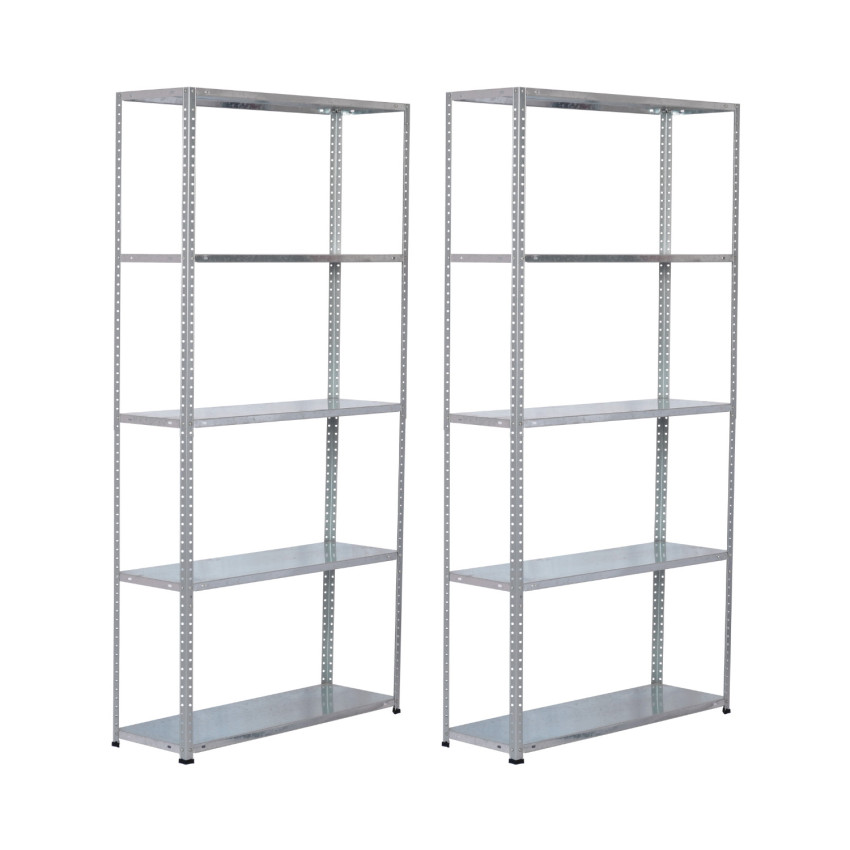 Confezione da 2 scaffali modulari in metallo SteelSmart con 5 ripiani, portata 200 kg, 180x30x90 cm 7house