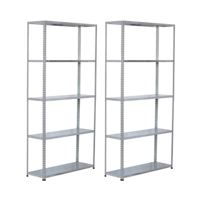 Confezione da 2 scaffali modulari in metallo SteelSmart con 5 ripiani, portata 200 kg, 180x30x90 cm 7house