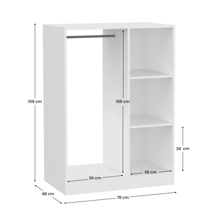 Ankleideschrank mit 3 Fächern, 78 x 48 x 109 cm 7house