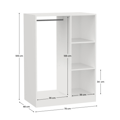 Ankleideschrank mit 3 Fächern, 78 x 48 x 109 cm 7house