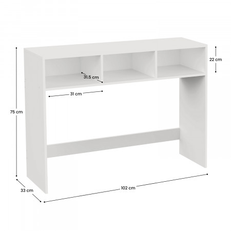 Mesa Consola de 3 Compartimentos 102x33x75cm 7house Recibidores y Consolas 7
