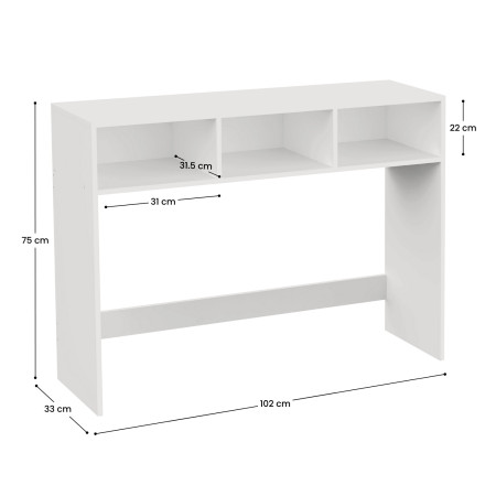 Mesa Consola de 3 Compartimentos 102x33x75cm 7house Recibidores y Consolas 7