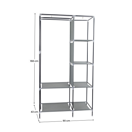 Armadio in tessuto Classic Grigio 90x43x168 cm 7house