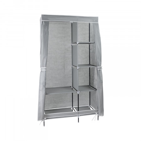 Armario Ropero de Tela Classic Gris 90x43x168cm Thinia Home Armarios 2