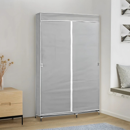 Roupeiro em tecido Classic cinzento 90 x 43 x 168 cm 7house