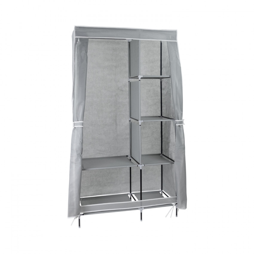 Armario Ropero de Tela Classic Gris 90x43x168cm Thinia Home Armarios 1